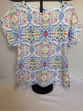 NWT Chico’s Tile Floral Dolman Sleeve Knit Top Size 0